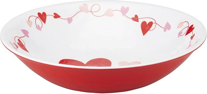 UPware 12 Piece Love Hearts Melamine Dinnerware Sets Outdoor Dishes Set Plates and Bowls Sets Valentine's Day Decorations Service for 4 Red