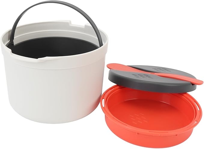 Focket Microwave Rice Cooker Portable Food Grade Plastic Microwave Rice Steamer with Strainer and Venting Design for Cooking Pasta Vegetables