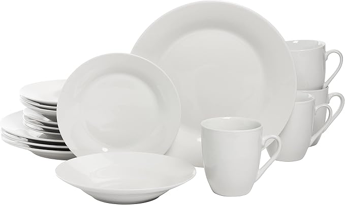 10 Strawberry Street Simply Round 16 Piece Dinnerware Set White