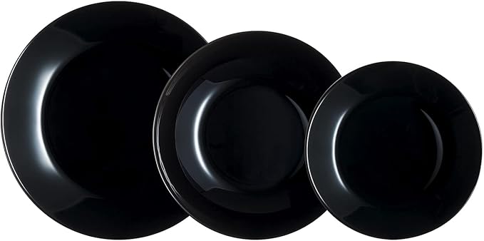 Luminarc Arcopal Zelie Black Glass Dinnerware Set 12 Pieces 4 Seater Black