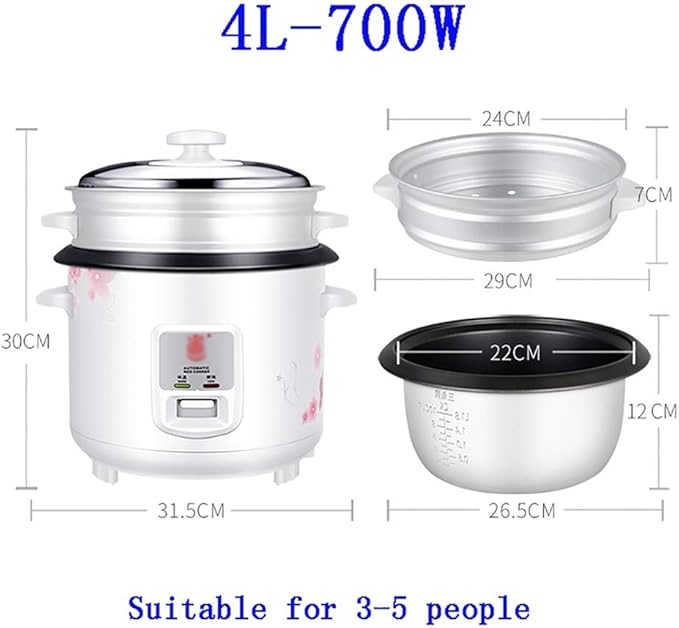 Household Rice Cooker And Steamer-keep Warm Function Mini Rice Cooker With Spatula And Measuring Cup For 1-8 People(4L)
