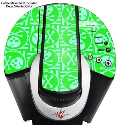 Decal Style Vinyl Skin compatible with Keurig K40 Elite Coffee Makers Skull Patch Pattern Green (COFFEE MAKER NOT INCLUDED)