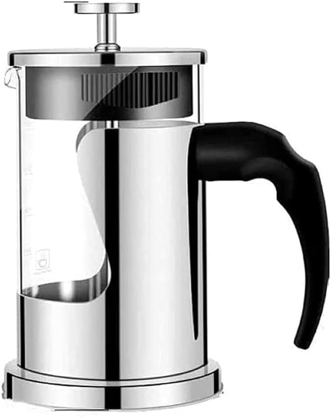French Press Coffee/Tea Maker Single Small Espresso Press with Stainless Steel Filter High Borosilicate Carafe Durable Bamboo Handle Coffee Maker