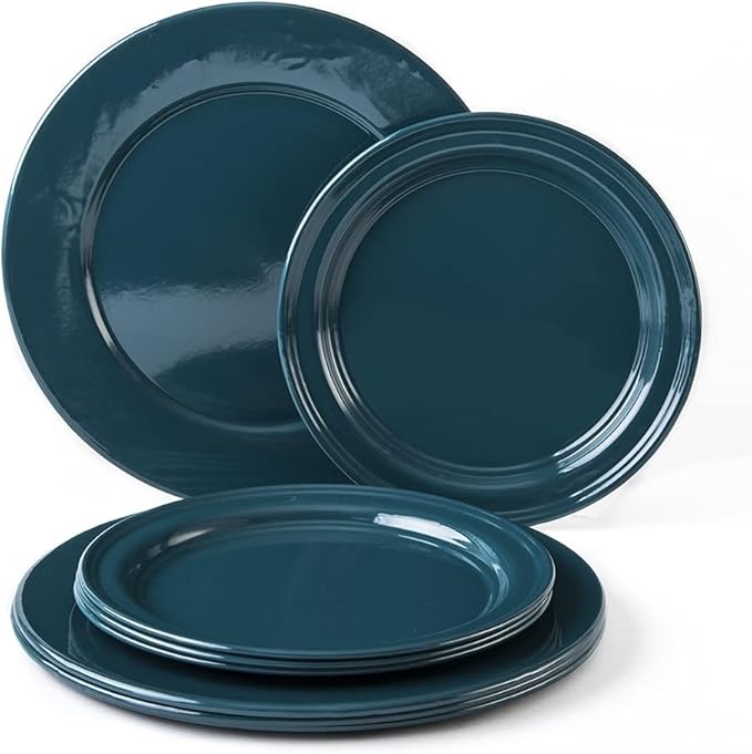Cinsa 16 Piece. Enameled Dinnerware Camping/Outdoor Set for 4. Includes Plates Bowls Mugs Coffee Boiler