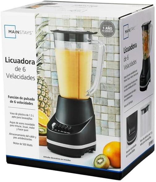6 Speed Blender with 48 Ounce Jar 500 Watt Black Blade Material: 4 point 301 Stainless Steel