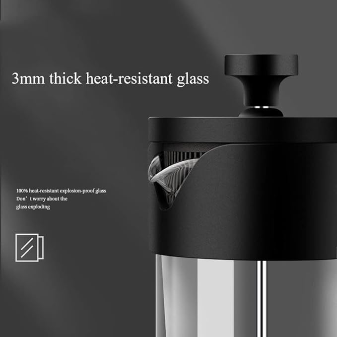 French Press Coffee Maker - Borosilicate Glass Coffee Press Single Cup French Press 1000ML Capacity