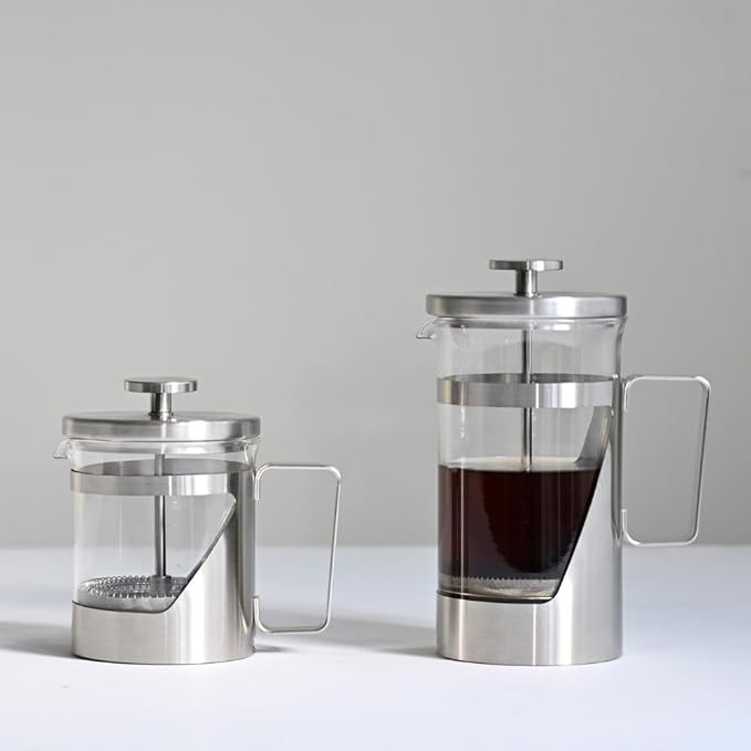 HARIO THSV-2-HSV Hairline Silver Pressed Coffee Heat Resistant Glass Stainless Steel Practical Capacity 10.1 fl oz (300 ml)