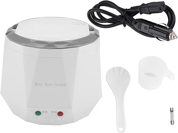 Portable Electric Rice Cooker Food Steamer for Truck 140W Multifunctional Electric 24V Steamer for FastPaced Individuals PP Material (White)