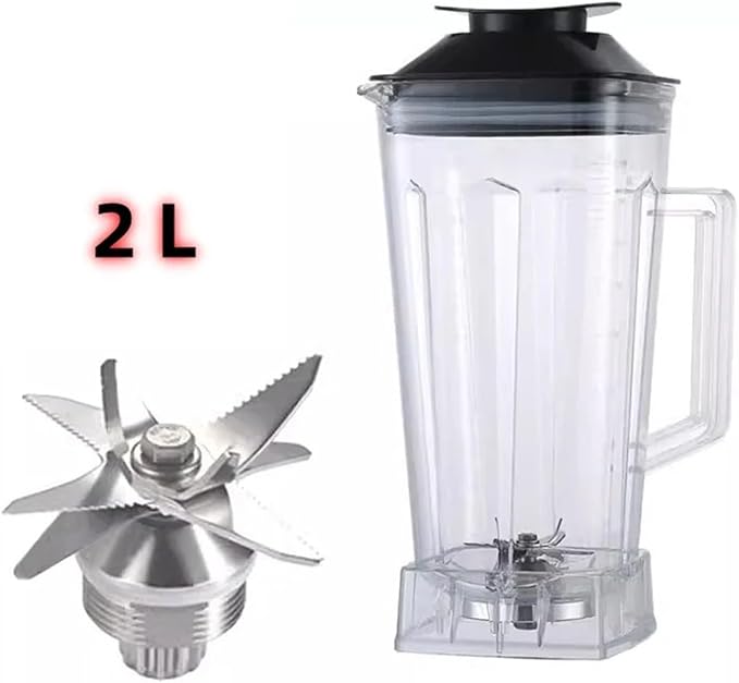 2L Square Container Jar Jug Pitcher Cup Bottom With Serrated Smoothies Blades LidCompatible For Biolomix G5200 T5300 Parts