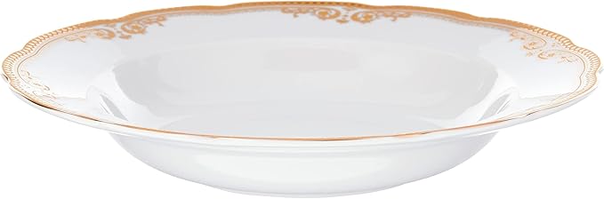 Lorren Home Trends 24 Piece Catherine Design Porcelain Wavy Edge Dinnerware Set White