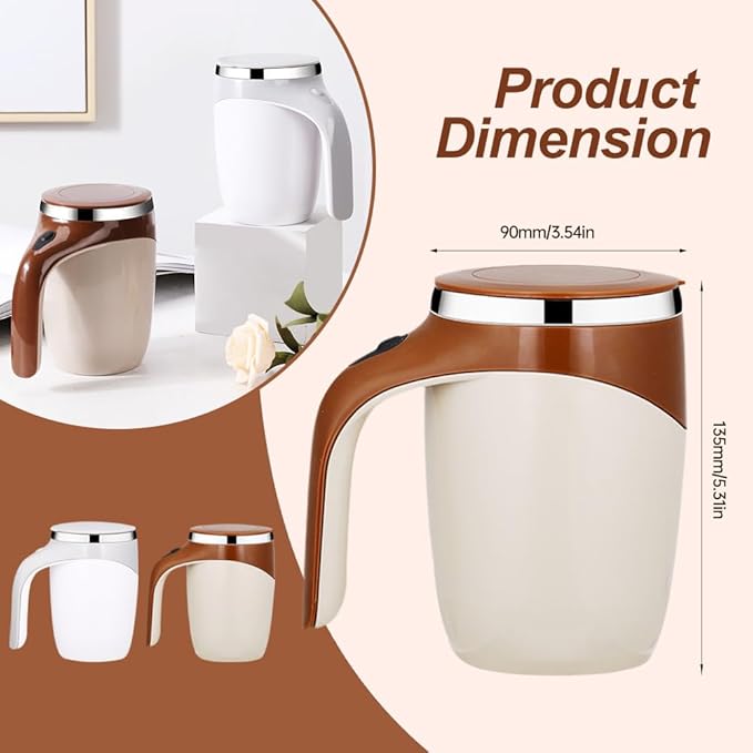 Automatic Magnetic Stirring Coffee Mug 2026 New Rechargeable Magnetic Sel Mugs with Lid Stainless Steel Automatic Self Mixing Mug for Milk Tea Cocoa (Coffee)