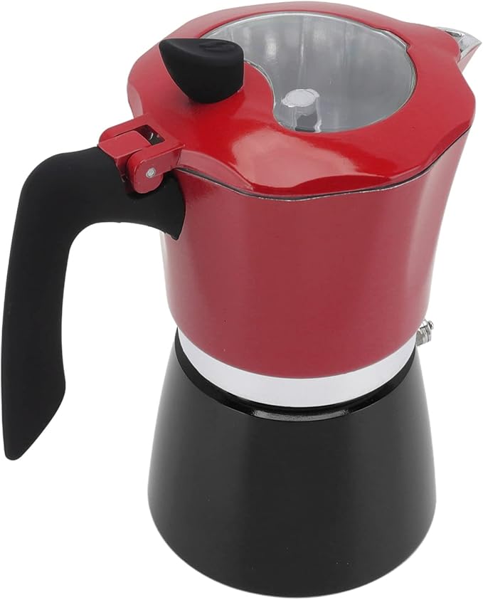ZJchao Stovetop Coffee Maker Premium Aluminum Portable Pot with Transparent Lid for Rich Anytime Perfect for Travel Camping Home Use (No. 6 Pot 300ML)