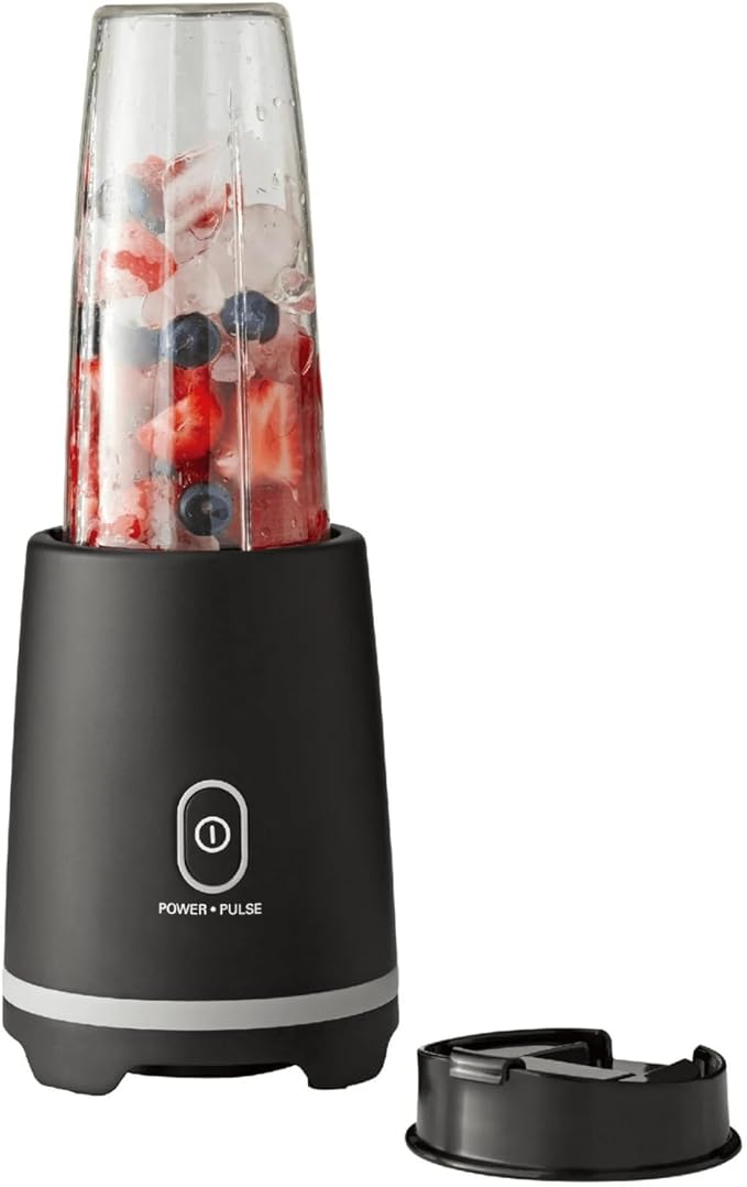 Black Single-Serve Blender with 1 Travel Lid Portable Blender for Shakes and Smoothies Stainless Steel Blades 16 oz New