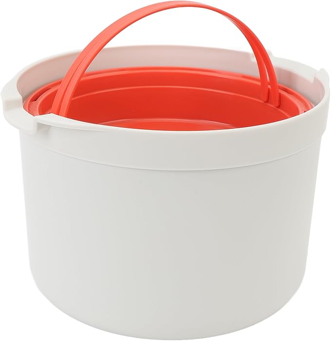 Focket Microwave Rice Cooker Portable Food Grade Plastic Microwave Rice Steamer with Strainer and Venting Design for Cooking Pasta Vegetables