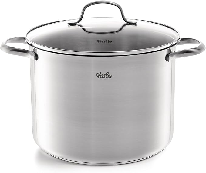 Fissler San Francisco 5-Piece Stainless Steel Saucepan Set with Glass Lids Suitable for Induction Cookers All Hob Types (3 Saucepans 1 Stewing Pot 1 Saucepan Without Lid)