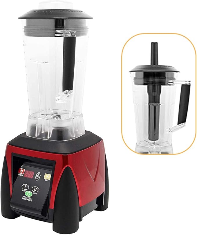 Huanyu Countertop Blender 68 oz 2200W with Speed Control Timer for Fruit Smoothie Ice Soy Milk Hot Soups Frozen Desserts Crush Mix Home Commercial G1100 2L (110V Red)