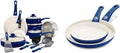 GreenLife Soft Grip Healthy Ceramic Nonstick 16 Piece Cookware Pots and Pans Set Blue &amp Soft Grip Healthy Ceramic Nonstick 7 and 10 Frying Pan Skillet Set PFAS-Free Dishwasher Safe Blue