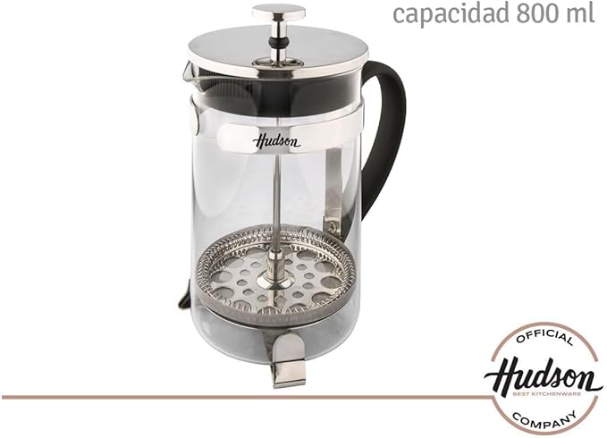 HUDSON French Press Coffee and Tea Maker 9 cups Silver