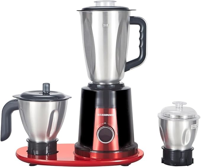 Indian Mixer Grinder features 800 Watt motor Comes with 3 Stainless Steel Jars
