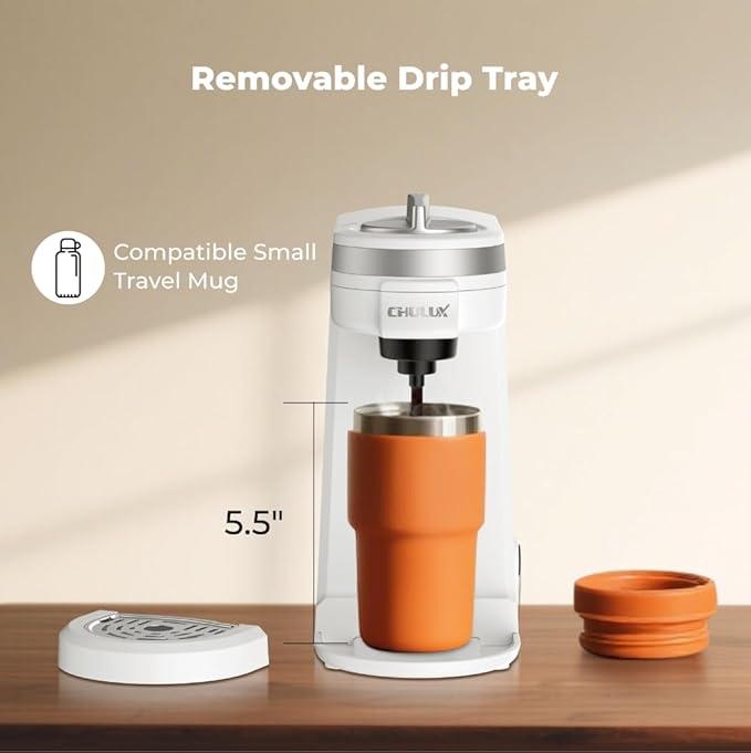 CHULUX Mini Coffee Maker for K Capsule Single Serve Coffee Maker for One Cup Americano Lightweight Pod Coffee Machine Pearl White
