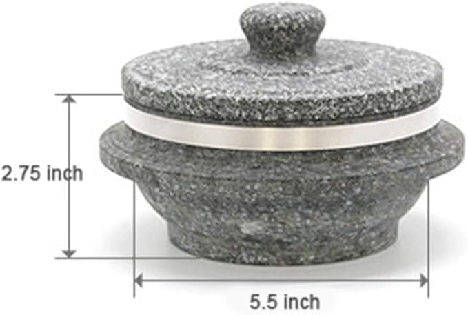 Jangsoo Gopdol Natural Giblet Pot Dolsot Pot with Stone Lid for Nutrition Rice Steamer (Small 5.5 X 2.7 inch)