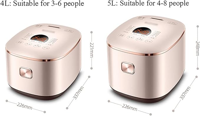 Rice Cooker Household Multi-Function Rice Cooker 24H Reservation and Heat Preservation Thicken Non-Stick Liner for 3-8 People (5l) ()