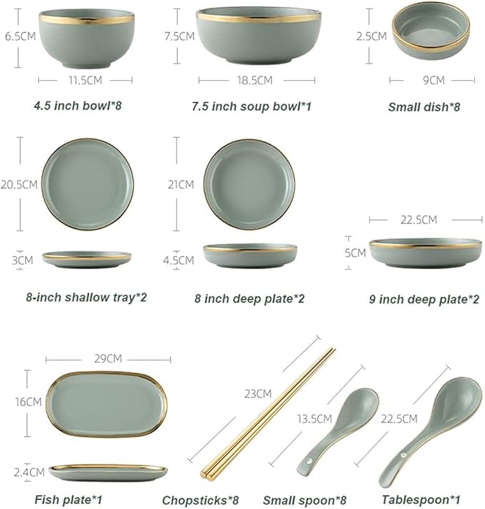 Phnom Penh Ceramics Dinnerware Set Service for 6 Dinner Sets with Dinner Plate Soup Plate Dessert Plate Bowl Ideal for Family Banquets
