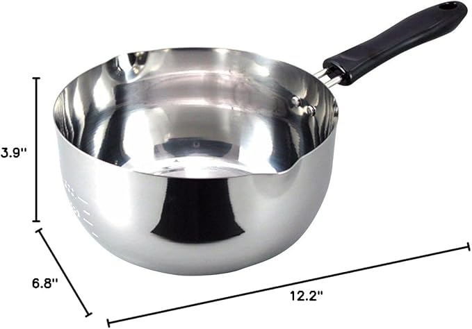 Shimomura Planning 37542 One-Handed Pot 6.3 inches (16 cm) Graduated (Made in Japan) Direct Fire Induction Compatible Includes Pourer Scale Included Mirror Finish Multi-Purpose Yukihira Pot
