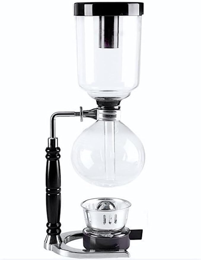 Generic 5-Cup Siphon Coffee Maker BS Glass Syphon Coffee Pot Vacuum Coffee Maker Retro Vintage Siphon Coffee Brewer 600ml Capacity with Stainless Steel Bracket Base Clear HWN853