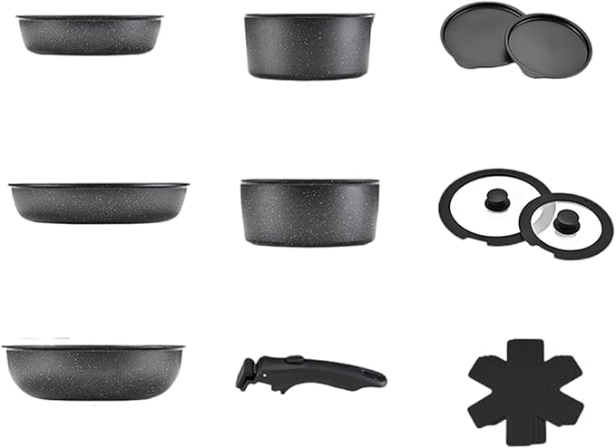 Multifunctional Nonstick Pots and Pans Practical Dishwasher Safe Cookware with Detachable Handle Kitchen Cooking Set Cooking Set