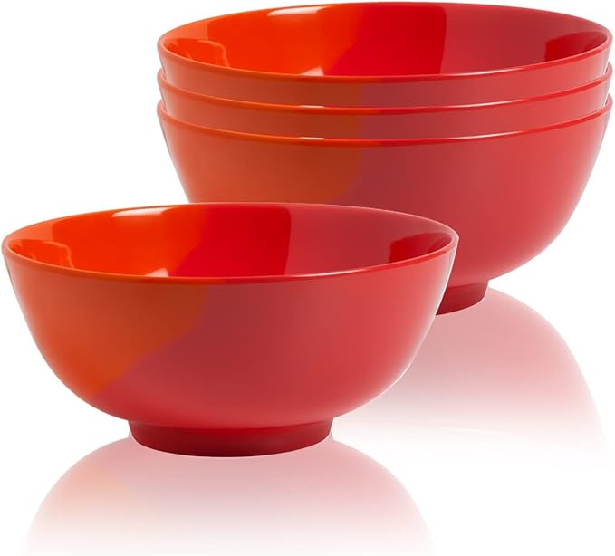 Melamine Serving bowls | Extra Durable Melamine Pasta Salad Bowl | Shatter-Proof and Chip-Resistant | Dishwasher Safe BPA Free | Lightweight Dinnerware Set of 4 | Perfect for Parties Picnics BBQ