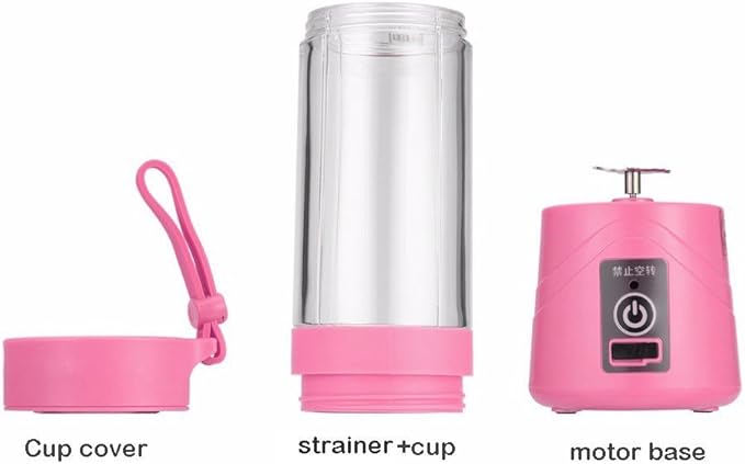 Hofumix Fruit Juicer Rechargeable Portable Juice Blender Breakfast Smoothie Maker Cup Fruit Mixing Machine Mini Protein Shake Maker Electric Mixer Cup with USB Charging Cable (Pink)