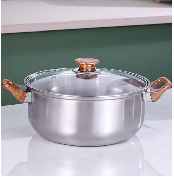 Easy to clean Practical Gift Set of 12-piece Wood-grain Milk Pot Soup Kettle Frying Pan Stainless Steel Cookware Kitchen