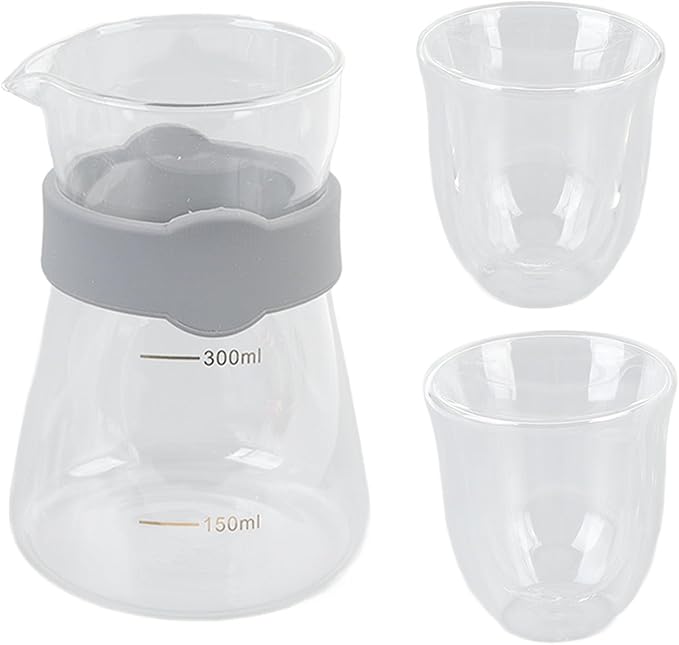 ZJchao Pour Over Coffee Maker Glass High Borosilicate Heatproof Coldproof Coffeemaker Set with Scale for Home Coffee Shop Office Durable Transparent Gold Markings 300ML
