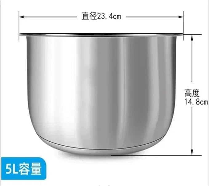 Rice Cooker 304 Stainless Steel Inner Potcompatible For Midea 3L4L5L Thickened FS3010/70 Inner Pot(5L 23.7X14.5)