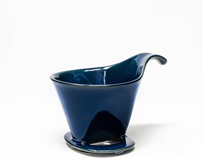 Zero Japan - Bee House Pour Over Coffee Dripper - Lead-Free &amp Cadmium-Free Ceramic Coffee Maker with Elegant Peek Hole Drip Cone Brewer Coffee Gifts Brewing Accessories - Jeans Blue Standard Si