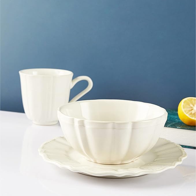 GaRcan 16-Piece Kitchen Porcelain Dinnerware Set - Plates and Bowls Sets - Stoneware Dinnerware Sets - Dinner Dishes Set with Dinner Plates