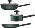 Aluminium Non-Stick Cookware - 3 Piece Saucepan Setwith Glass Cover Keep Cool HandleCan Be Used for A Variety of Gas Including Induction Cooker Easy to Clean