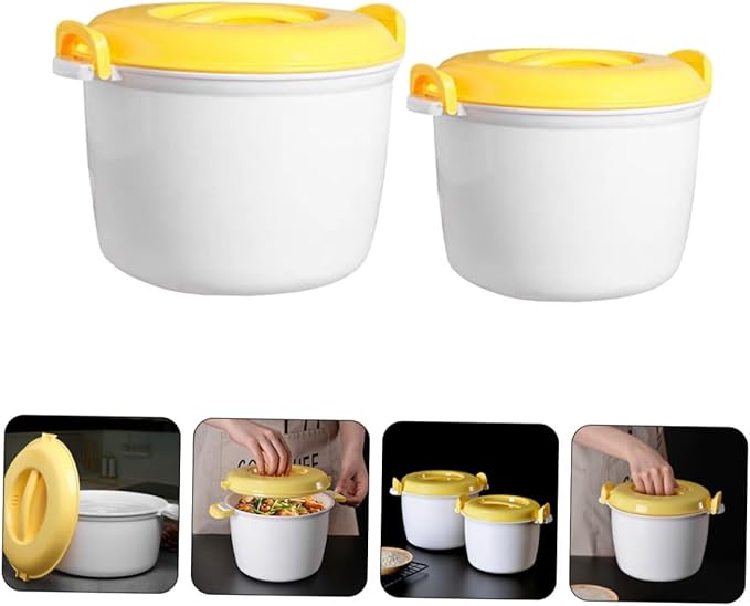 Garneck 2pcs Microwave Rice Cooker Small Rice Cooker Food Containers Steamer Lunch Box
