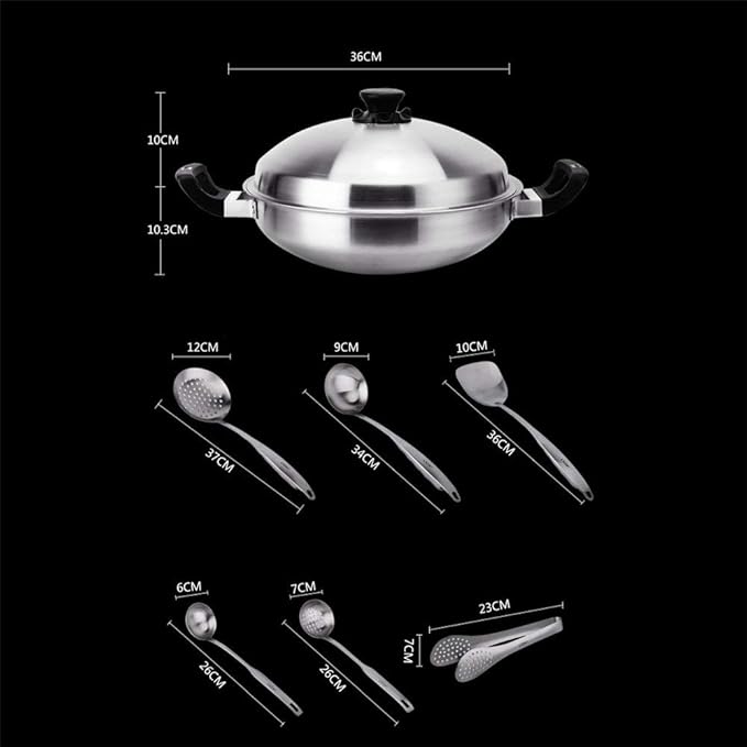 Pot Set Cookware Set Cooking Utensils Stainless Steel Kitchen Cookware Collection Cookware Pans and Pots Perfect for Stir Fry Grill Roast Sauce Soup Cookware Cooking Set
