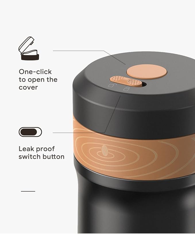 BENFUCHEN Portable French Press Coffee Maker Car-Go Vacuum Insulated Bottle Travel French Coffee Maker With Unique Filter Stainless Steel Tea/Coffee Mug For Camping 320ML