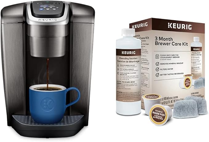 Keurig K-Elite Single-Serve K-Cup Pod Coffee Maker Brushed Slate 12 oz. Brew Size 3-Month Brewer Maintenance Kit