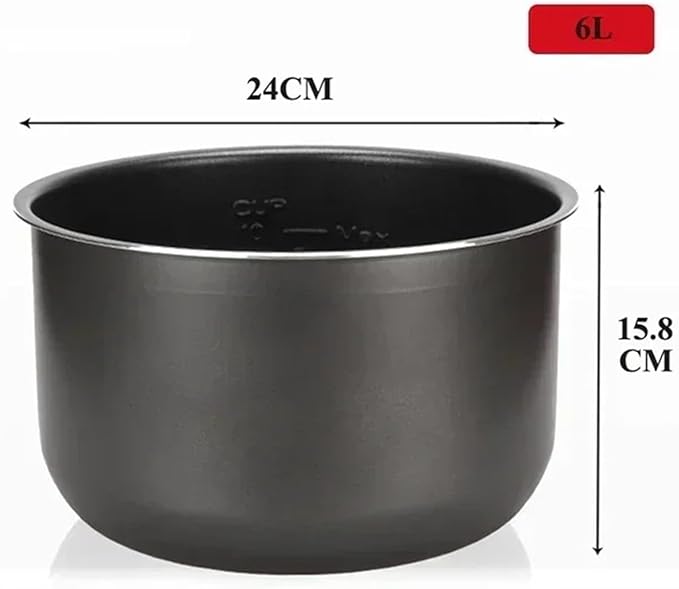 6L Electric Rice Cooker Inner Pot Non-Stick Rice Pot Gall Black Crystal Inner Accessories Cooker Parts Compatible for Midea