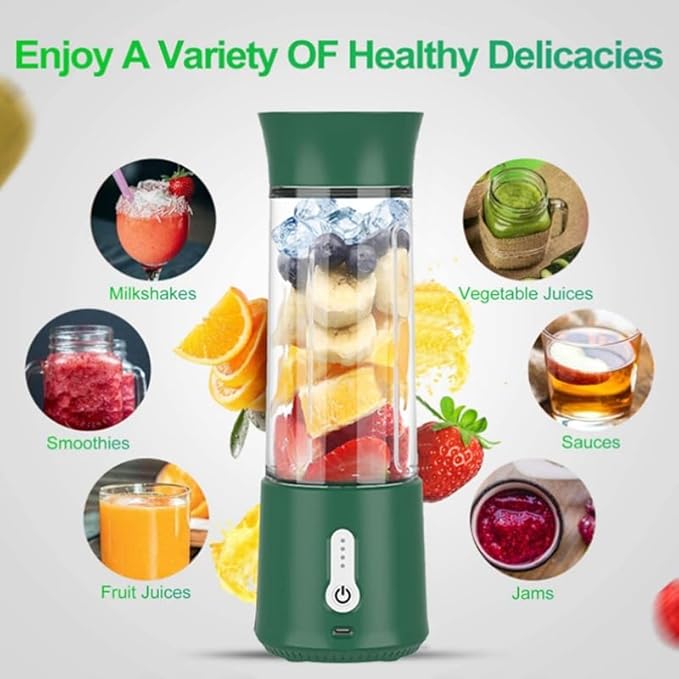 Portable Mini Smoothie Blender Personal Size Electric USB Juicer Cup 500ML with 6 Blades 18000RPM Mixing Efficiently and 25 Cups After Full Charged for Office Gym Camping Travel