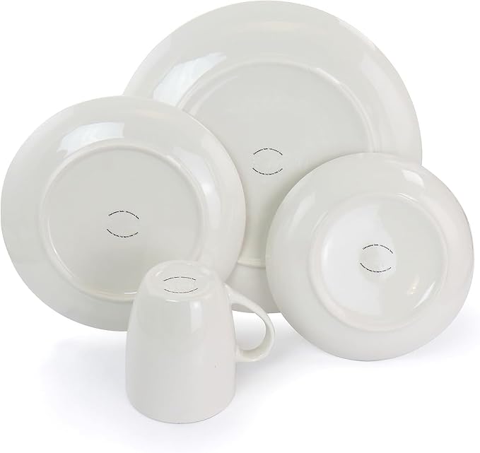 32 Piece White Porcelain Dinnerware Set with 2 Serving Bowls – Service for 6 Microwave &amp Dishwasher Safe Elegant Plate and Bowl Set for Everyday Use or Entertaining