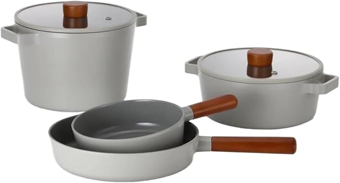 Cookware Set Pots and Pans Set 4Pcs Cookware Set Soup Pot with Lid Wok Frying Pan Ceramic Non-Stick Cooking Pot Set Kitchen Cooking Pot Set Cooking Pan Set