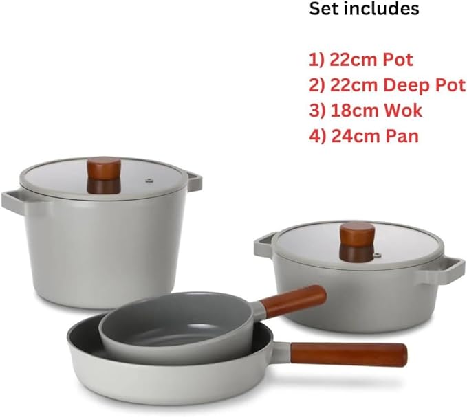 Kitchen Cooking Sets 4Pcs Cookware Set Soup Pot with Lid Wok Frying Pan Ceramic Non-Stick Cooking Pot Set Kitchen Cookware Sets