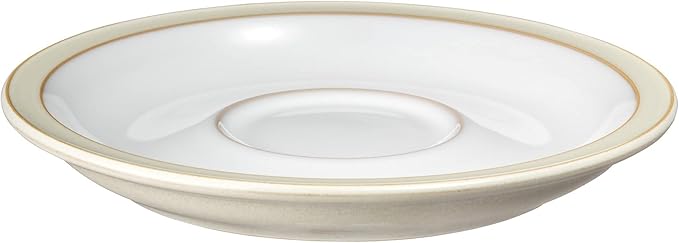 Denby - Linen Cream Tea Cup and Saucer Set of 2-200ml Stoneware Coffee Tea Mug and Saucer Set - Dishwasher Safe Microwave Safe
