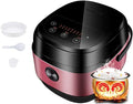 Smart Rice Cooker Mini Multi-Function Household 5L Kitchen Utensils Non-Stick Aluminum Easy to Clean LinerLED Display (Black 5L) (Rose Red 4L)