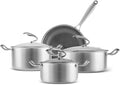 Karaca 5Ply PowerSteel 316+ Stainless Steel Cookware Set 7-Piece Non Stick Pots and Pans Set with Lids Kitchen Cooking Set for Daily Cooking Elegant Silver Finish Induction Hob Pan Set
